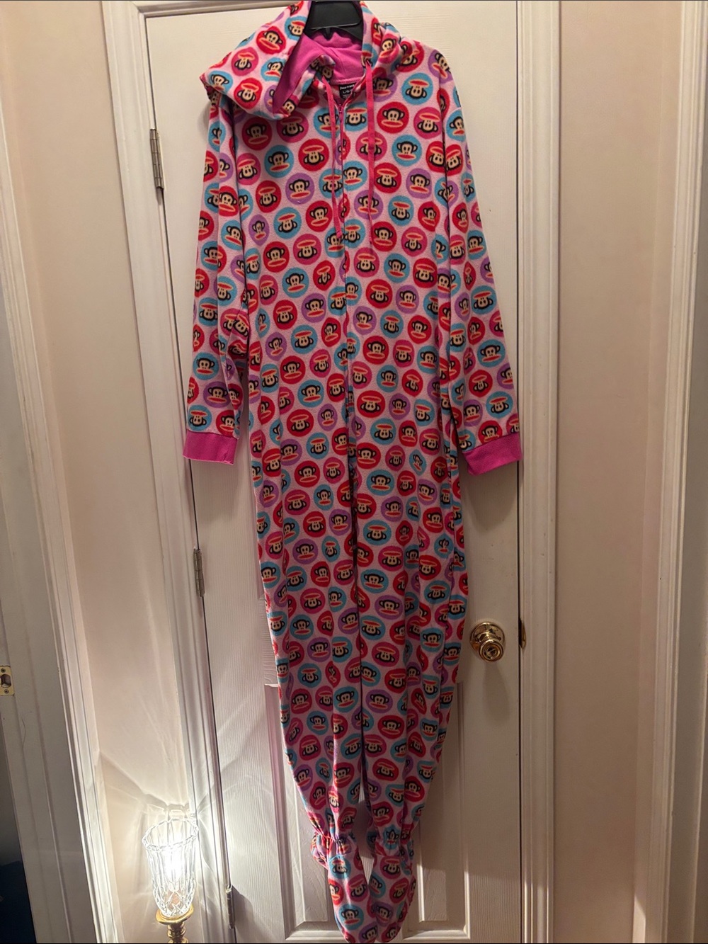 NWOT PaulFrank Pink Monkey Face Hooded Onesie Pajama